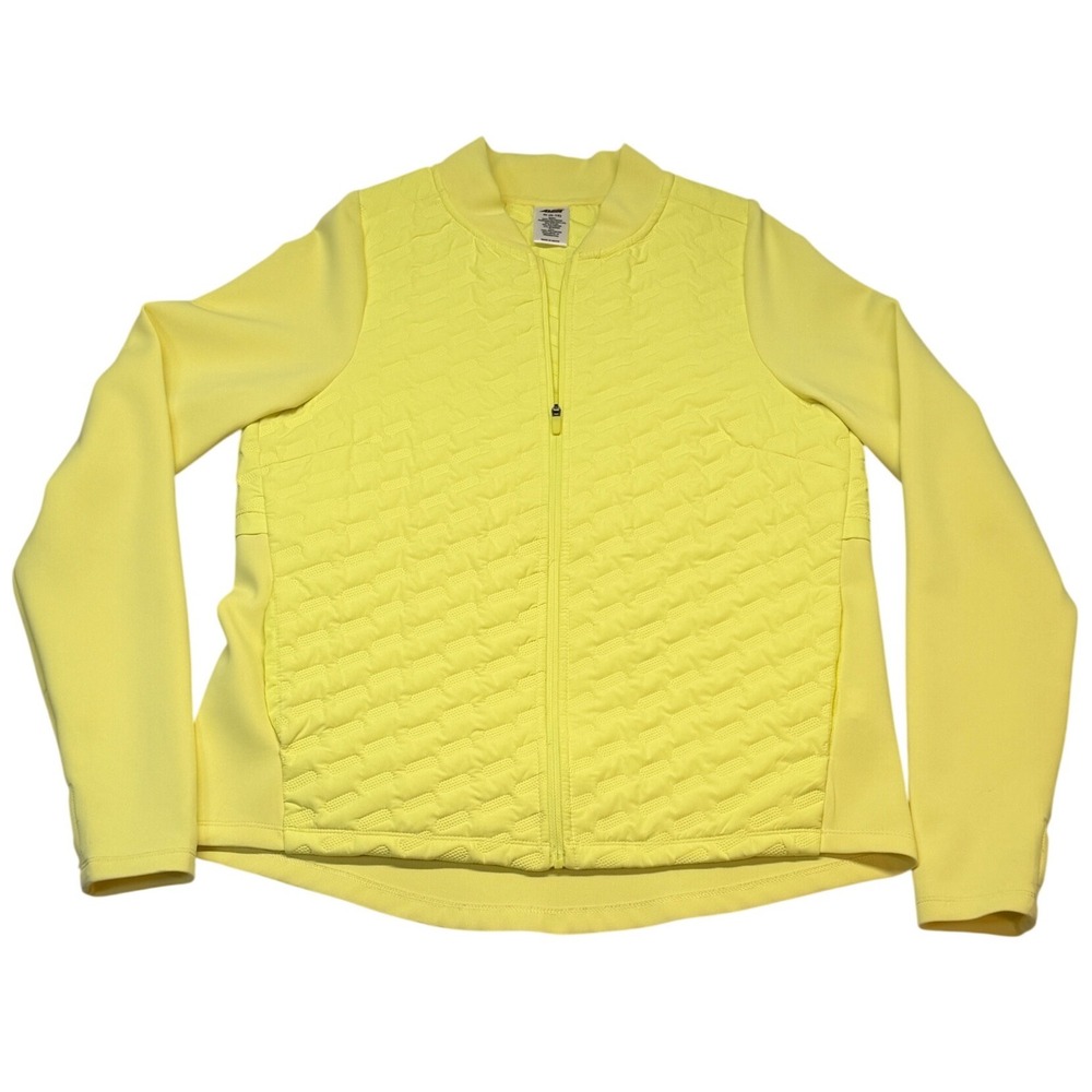 All in Motion Womens Yellow Quilted Hybrid Full Zip Jacket Thumbholes AV102227 M
